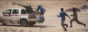 Retreating rebels in Libya