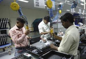 Workers at LG TV factory, Noida