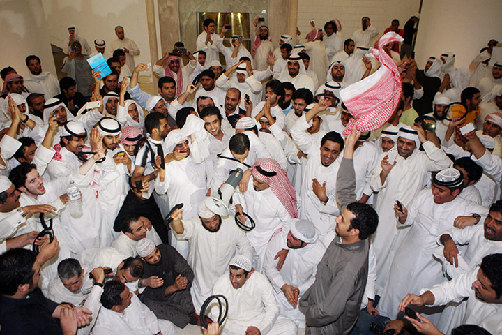 Demonstrators gather at the National Assembly in Kuwait