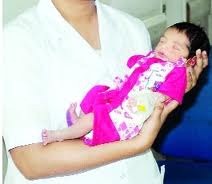 Baby girl at sewer line