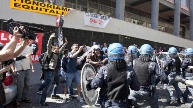 Italians clash with police