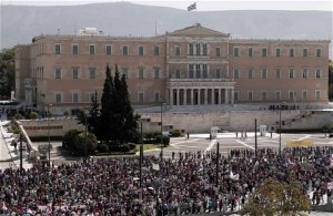 Gathering before Greece parliament