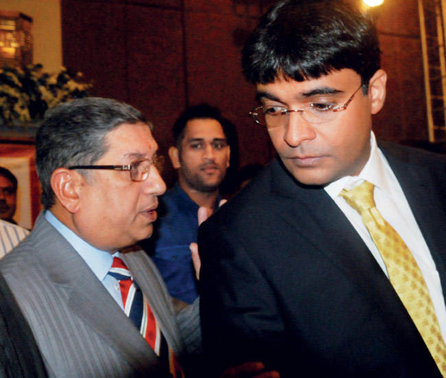 BCCI chief Srinivasan and his Son-in-law Gurunath Meiyappan