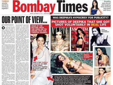 Sunday article in Bombay Times (Wing of TOI)