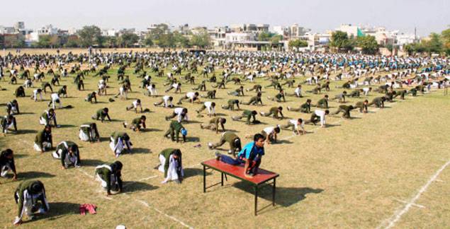 School students perform Surya Namaskar in Jaipur -TOI