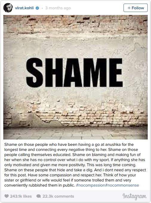 Virat response to trolls