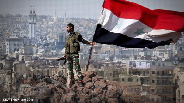 Syria flag over Eastern Syria